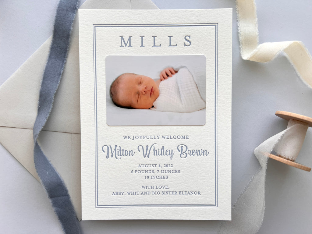 Mills - Letterpress Birth Announcements