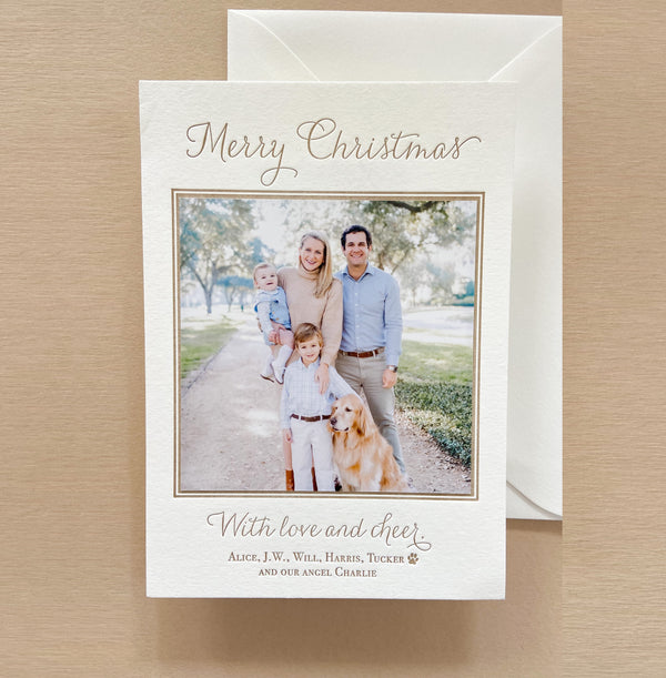 Love and Cheer Neutral - Letterpress Holiday Cards
