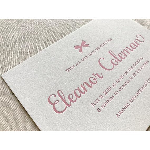 Eleanore - Letterpress Birth Announcements