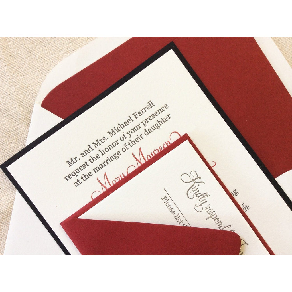 The Red Rose Suite - Letterpress Wedding Invitations