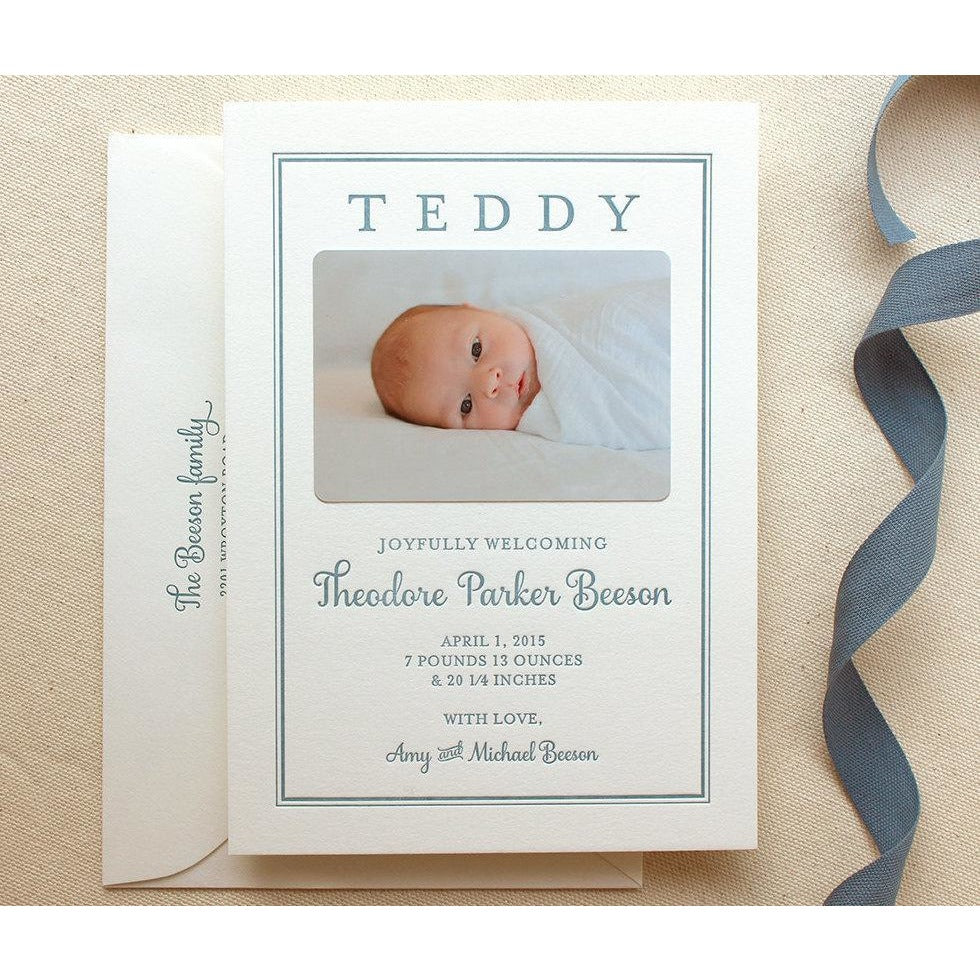 Teddy - Letterpress Birth Announcements