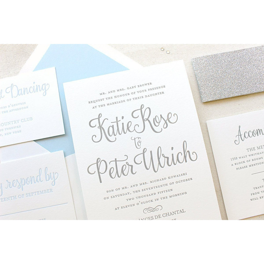 The Forget Me Not Suite - Letterpress Wedding Invitations