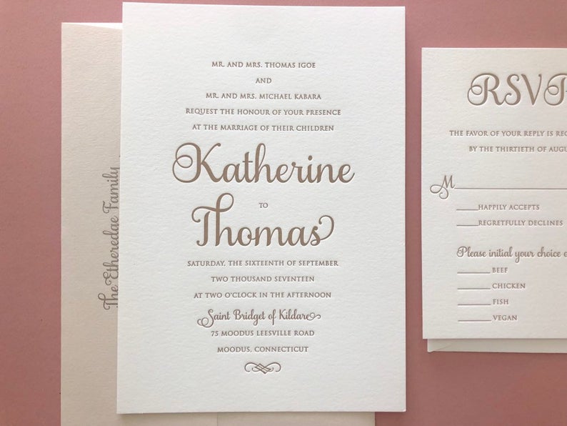 The Katherine Springs Suite - SAMPLE Letterpress Wedding Invitation